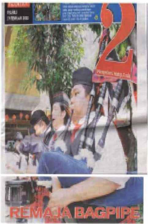 Newspaper clipping: Remaja Bagpipe